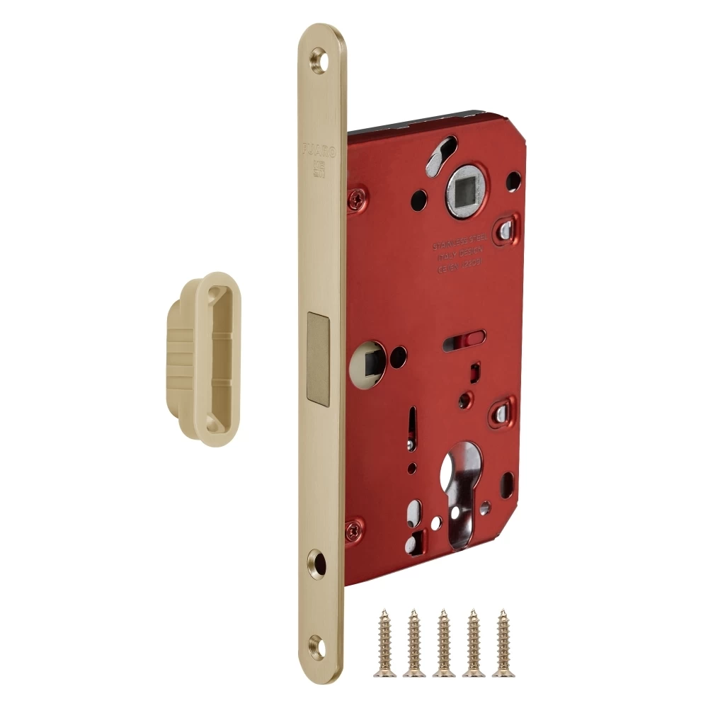 Фото Корпус врезного замка MAGNM85C-50/BL INOX SSG-39 сатин. золото (блистер)