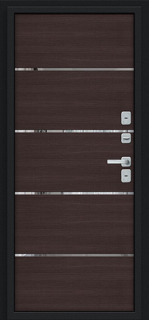 Входная дверь Лайн/BChrome Букле черное/Wenge Melinga BR6212 внутренняя сторона