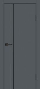 Межкомнатная дверь P-20 AL черный молдинг Графит